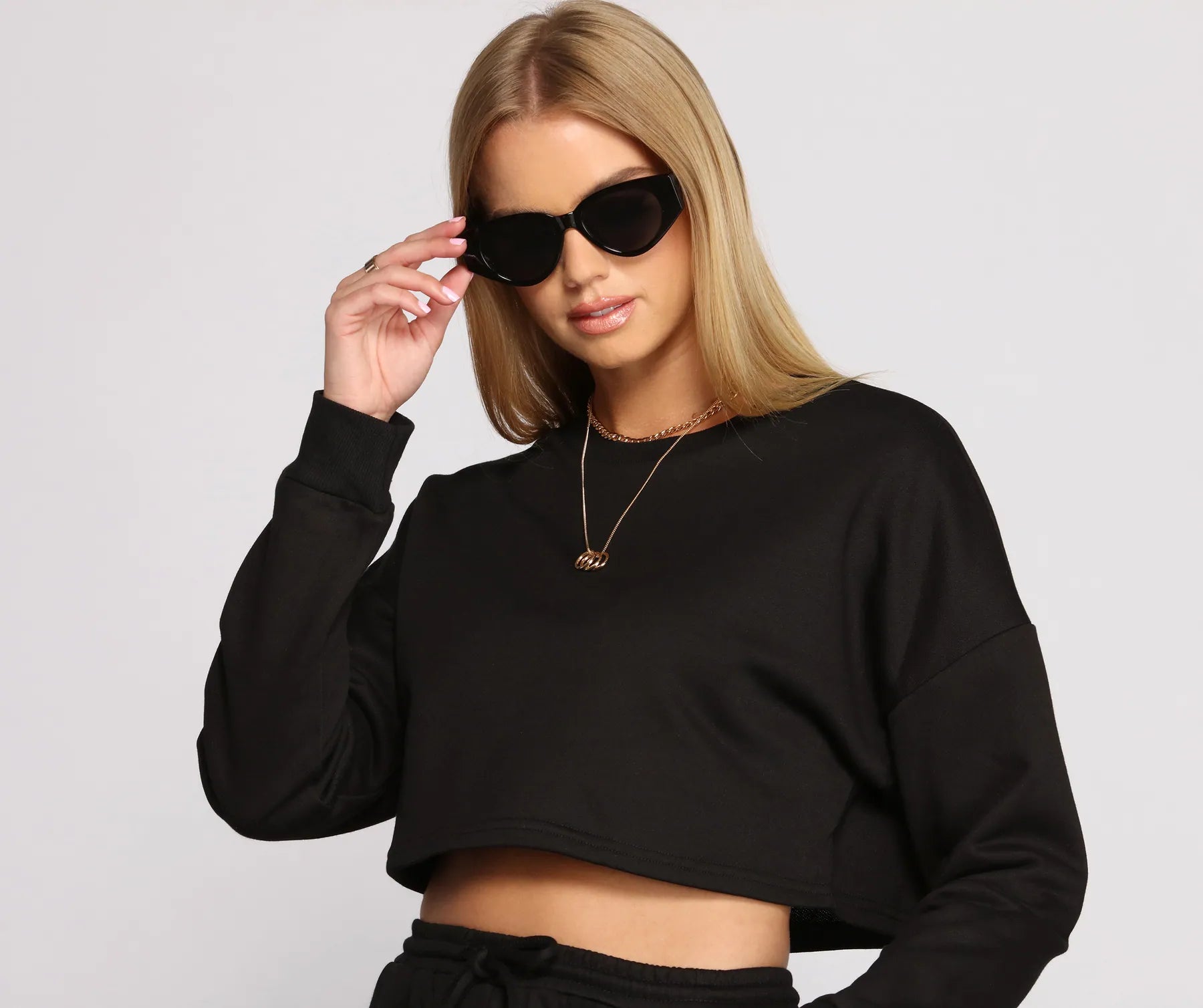Cozy French Terry Knit Crop Top - Image 10