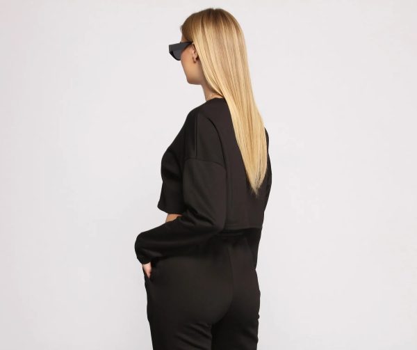 Cozy French Terry Knit Crop Top - Image 11