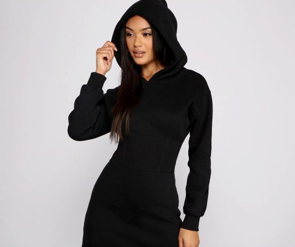 Keeping Knit Casual Hoodie Mini Dress - Image 12