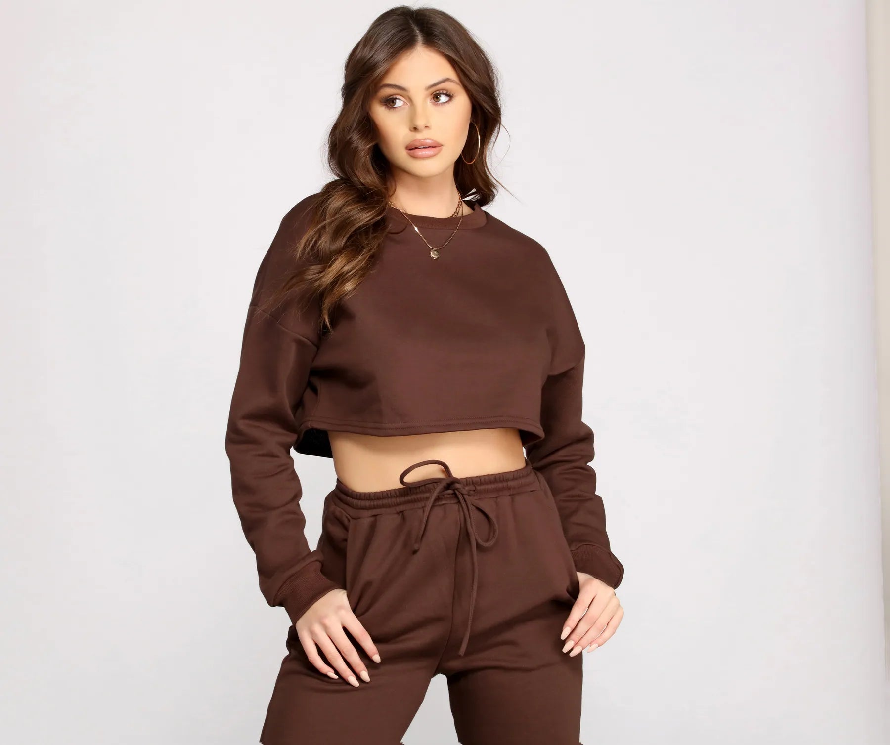 Cozy French Terry Knit Crop Top - Image 5