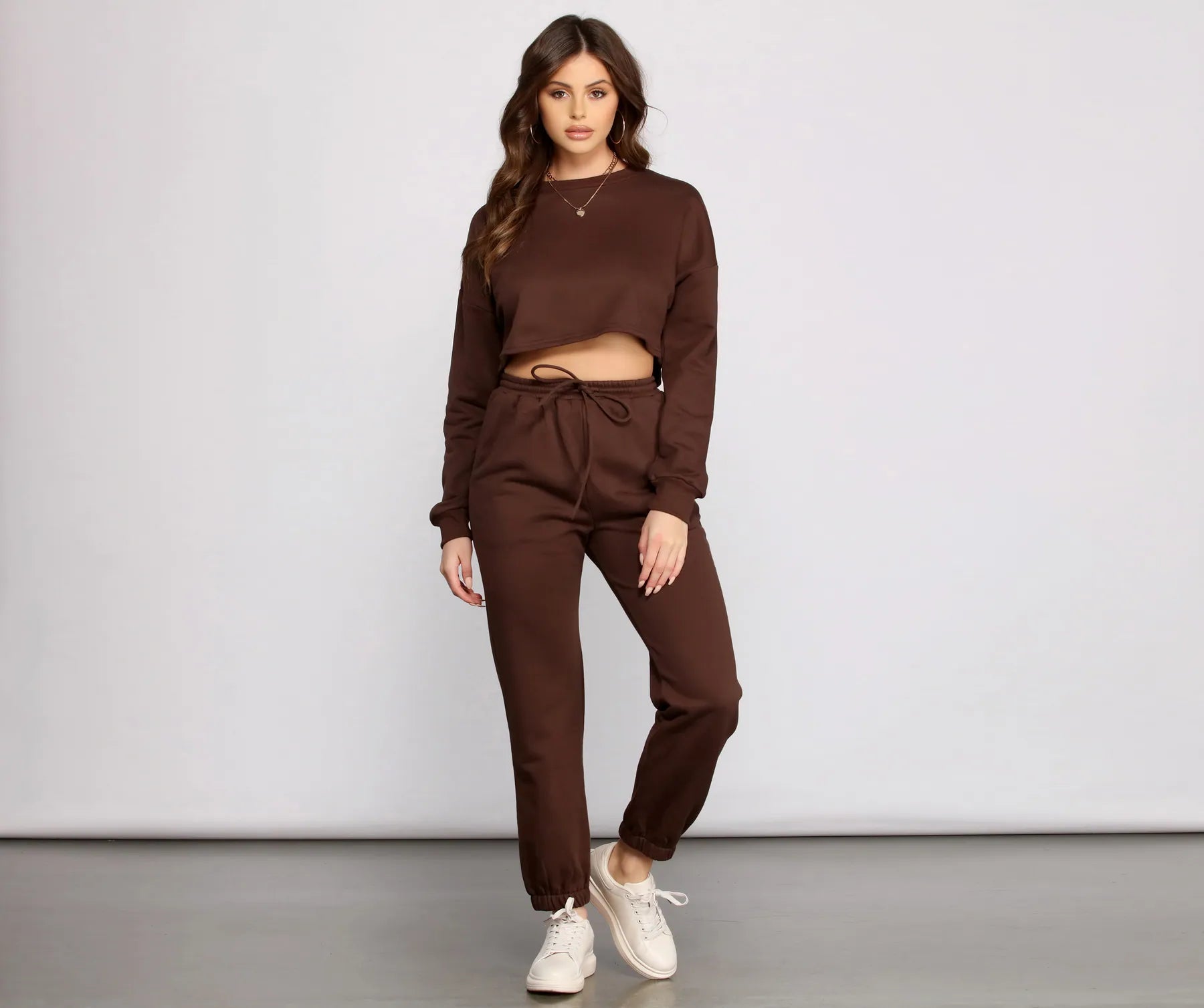 Cozy French Terry Knit Crop Top - Image 8