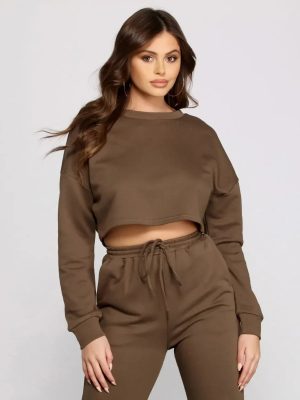 Cozy French Terry Knit Crop Top