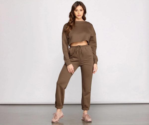Cozy French Terry Knit Crop Top - Image 3