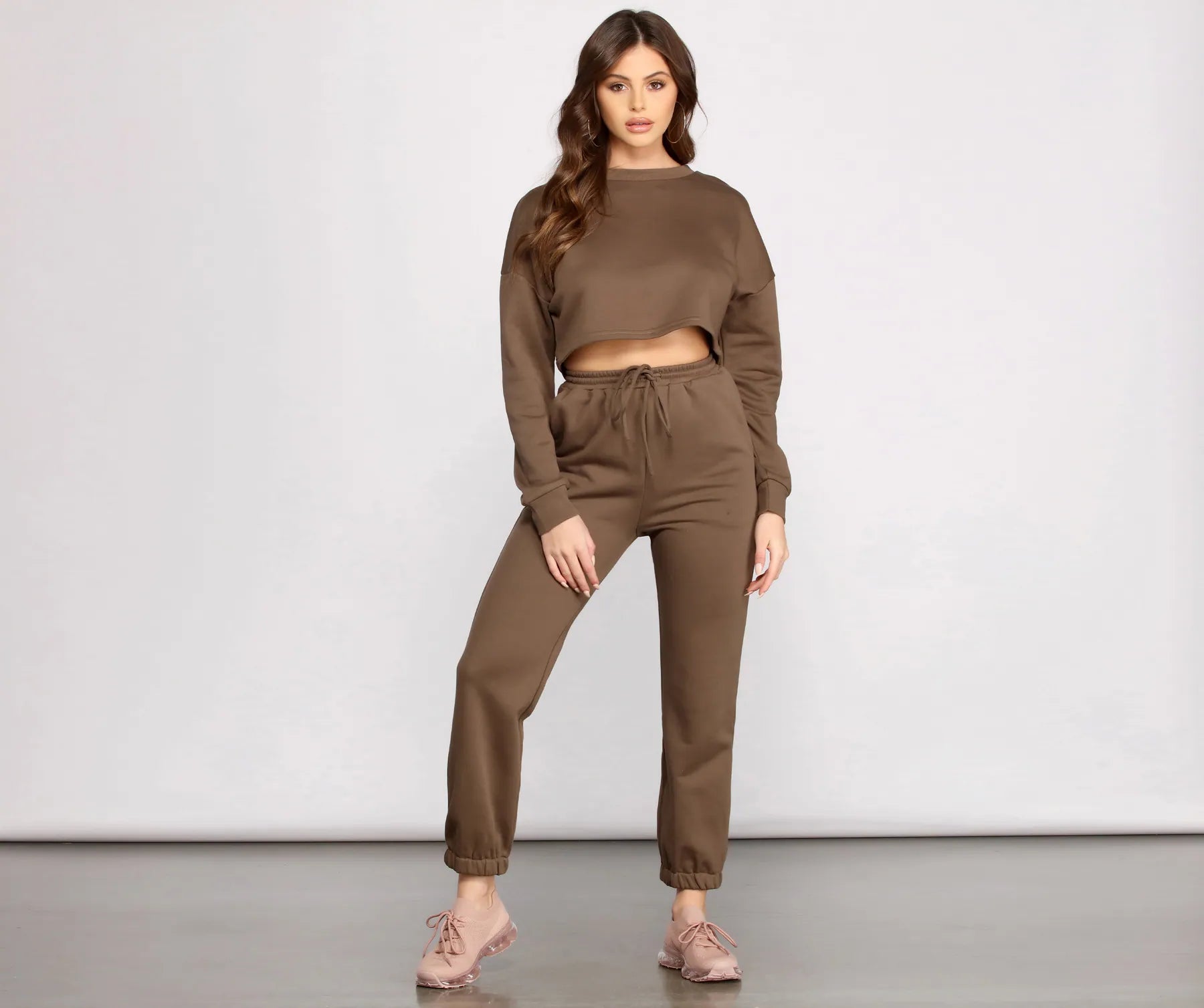 Cozy French Terry Knit Crop Top - Image 3