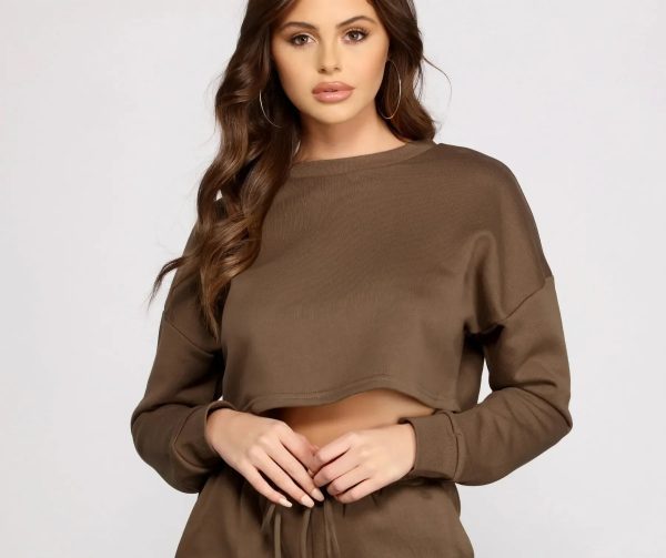 Cozy French Terry Knit Crop Top - Image 4