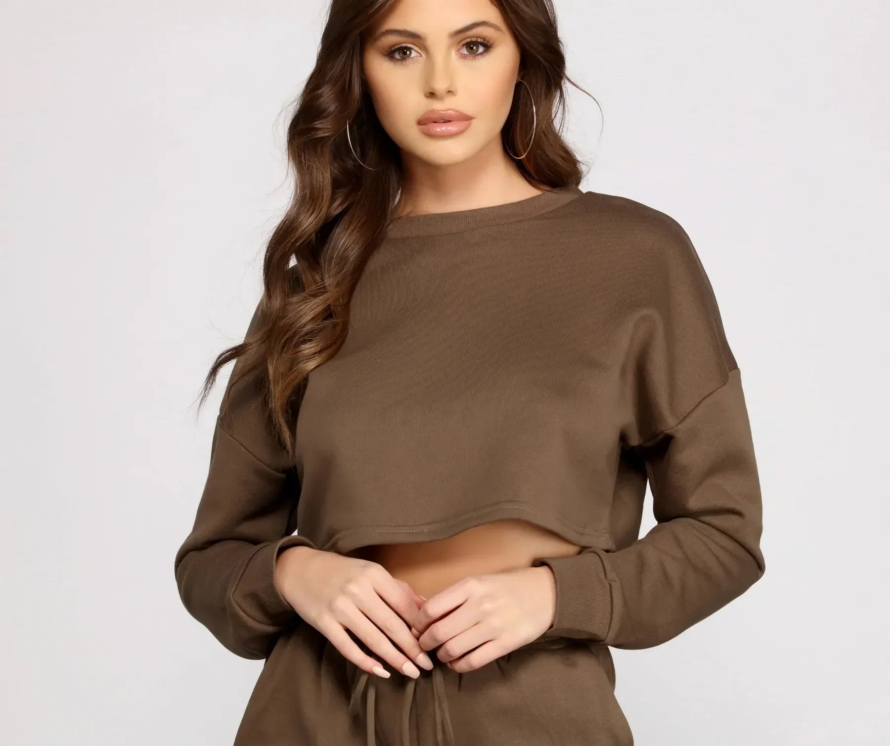 Cozy French Terry Knit Crop Top - Image 4
