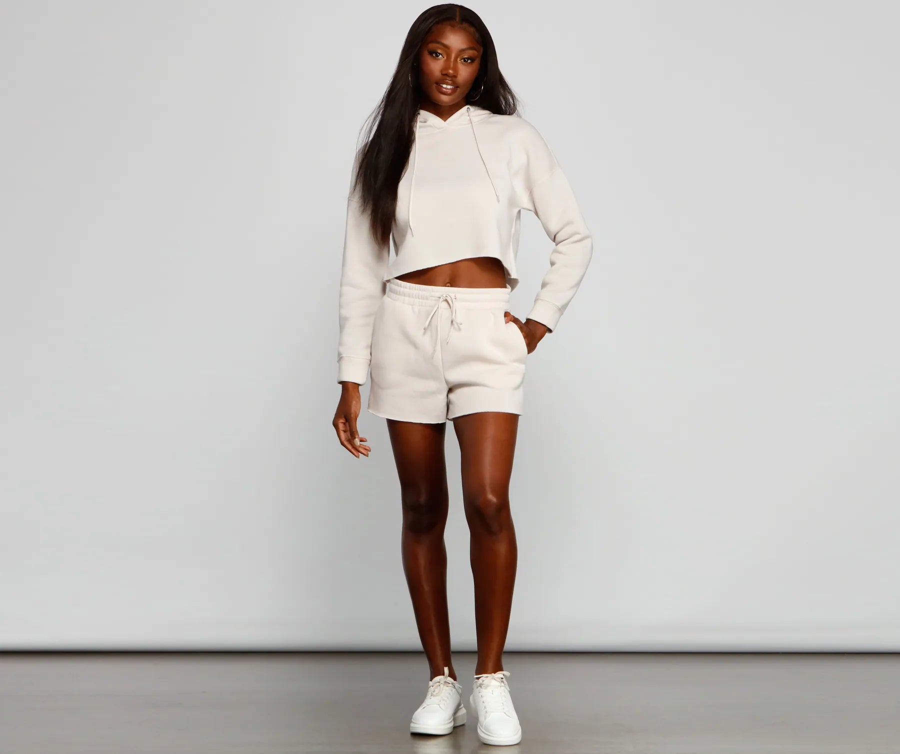 Basic Cropped Fleece Hoodie - Image 4