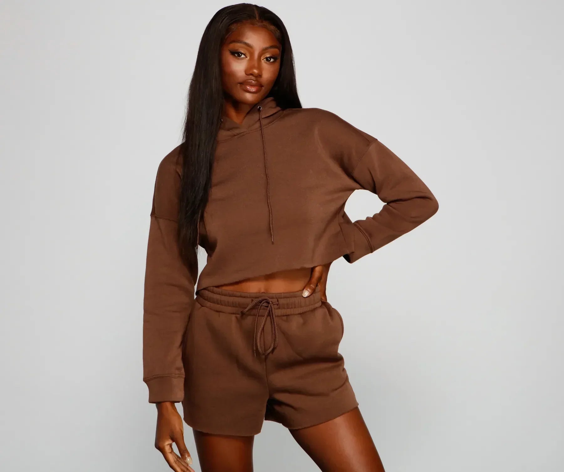 Basic Cropped Fleece Hoodie - Image 5