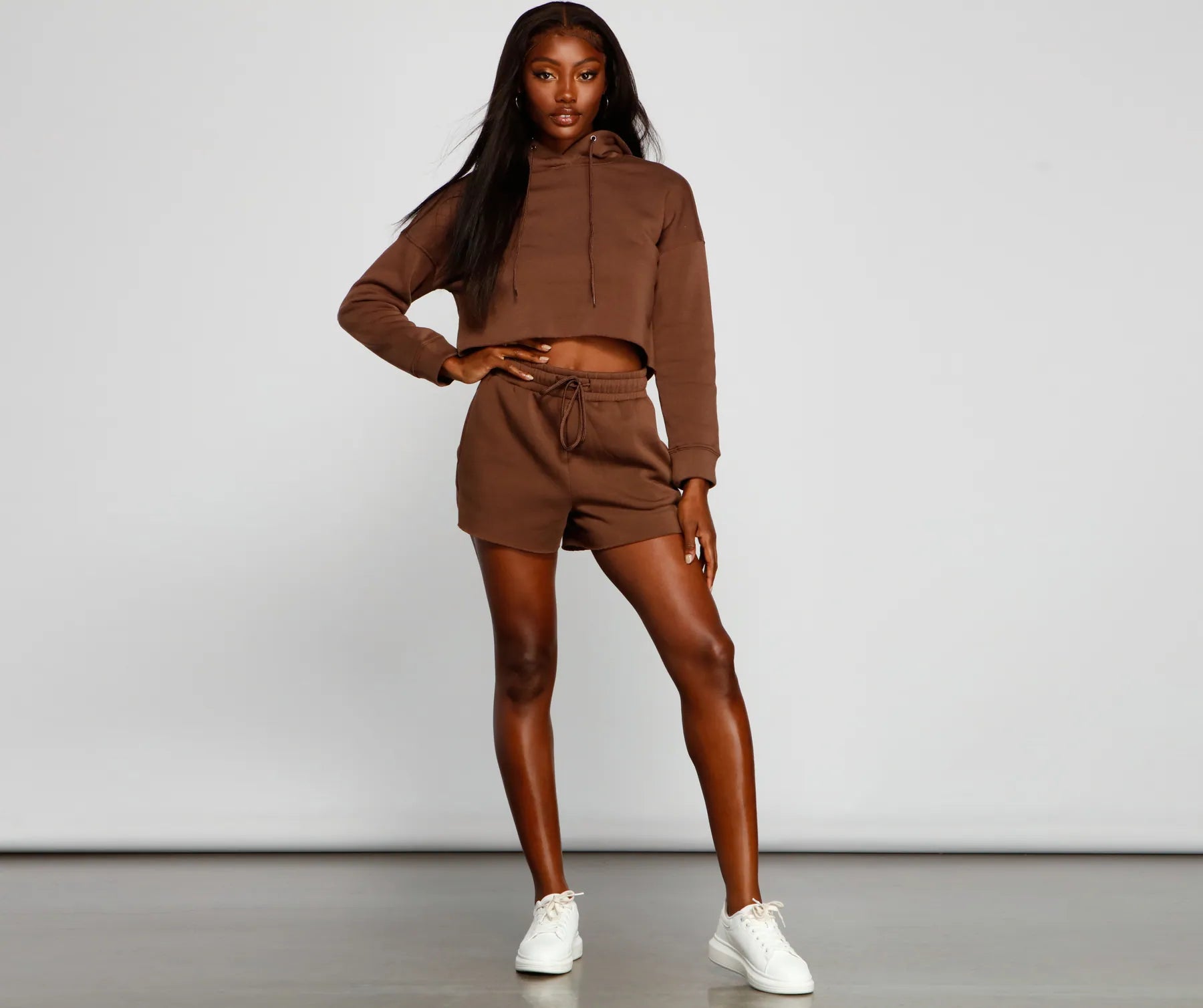 Basic Cropped Fleece Hoodie - Image 7