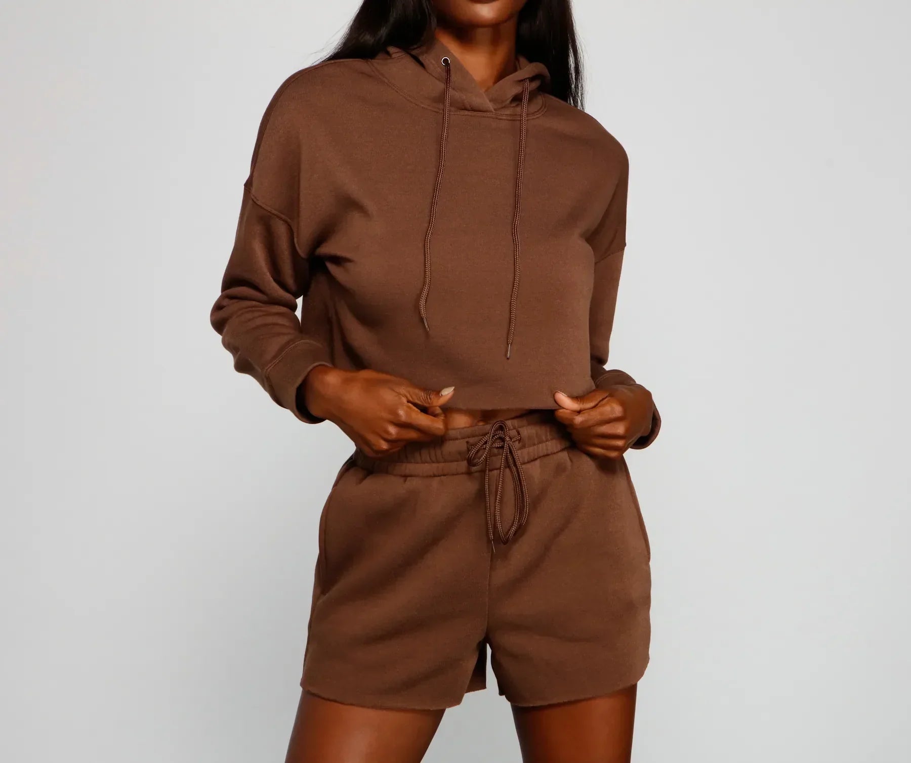 Basic Cropped Fleece Hoodie - Image 8