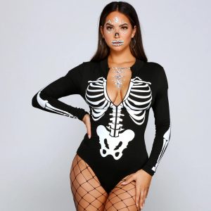 Spooktacular Skeleton Print Bodysuit