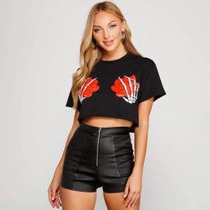 Bones N' Roses Halloween Graphic Tee