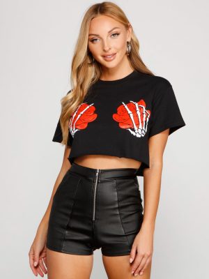 Bones N' Roses Halloween Graphic Tee