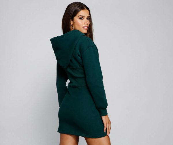 Keeping Knit Casual Hoodie Mini Dress - Image 5