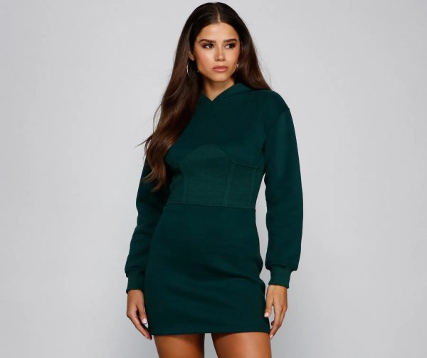 Keeping Knit Casual Hoodie Mini Dress - Image 6
