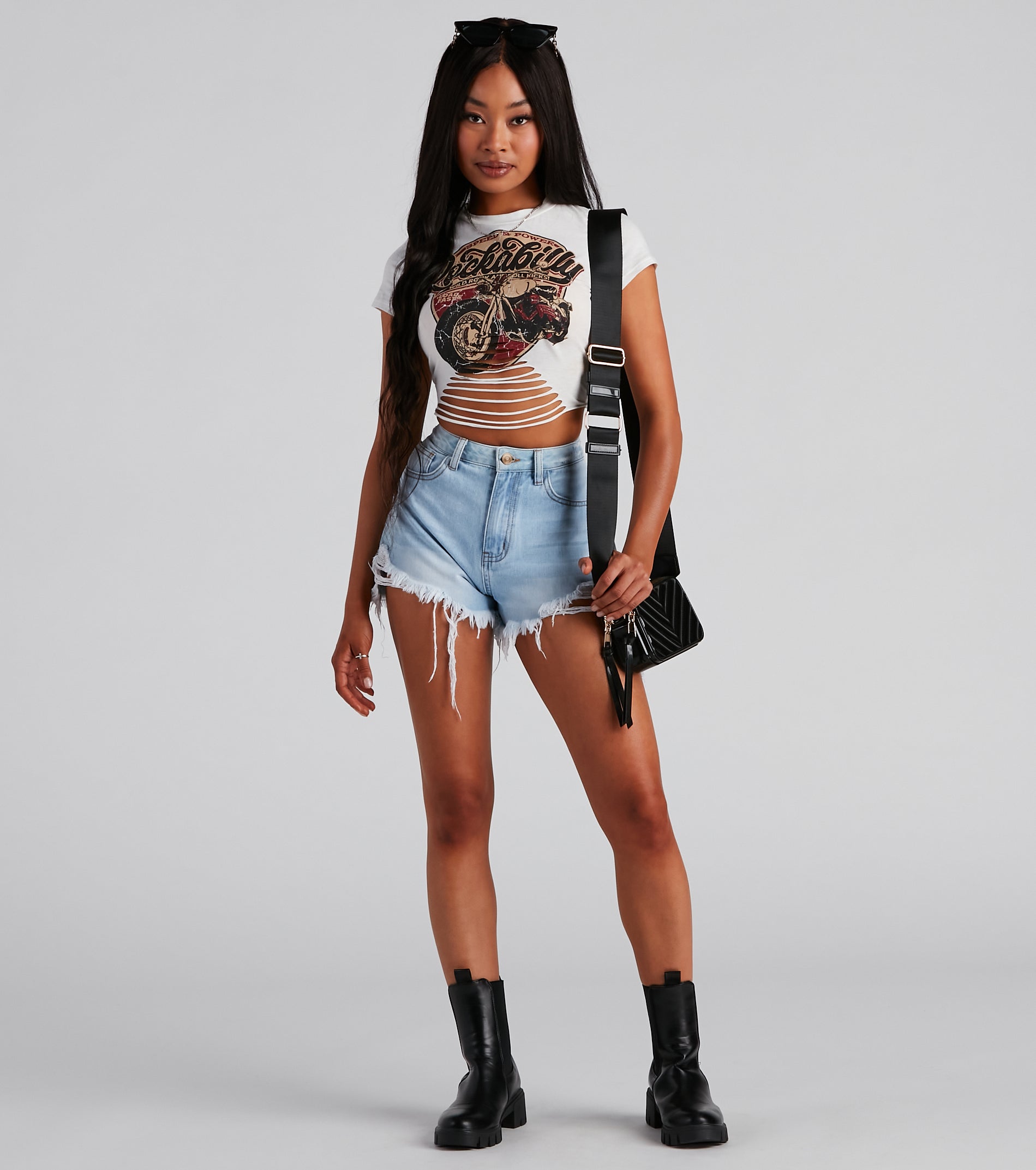 Rocker Babe Cropped Graphic Tee - Image 2