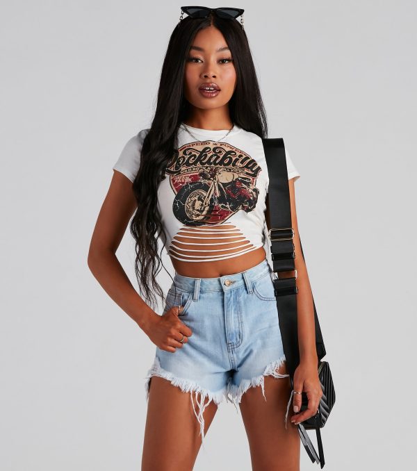 Rocker Babe Cropped Graphic Tee - Image 3