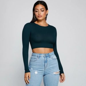 Go With It Ribbed Knit Crop Top