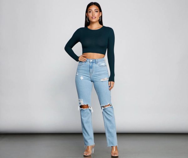 Go With It Ribbed Knit Crop Top - Image 3