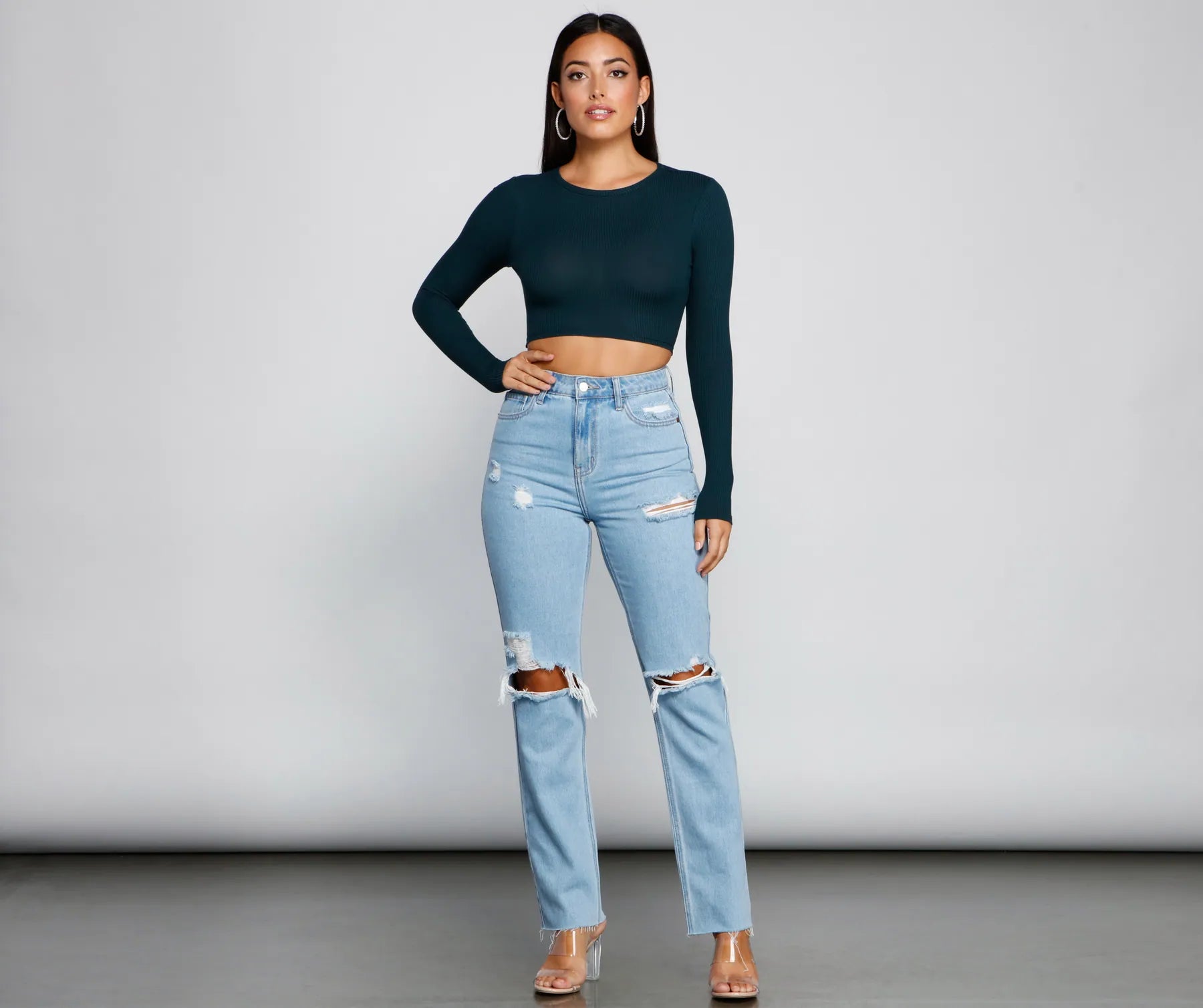 Go With It Ribbed Knit Crop Top - Image 3
