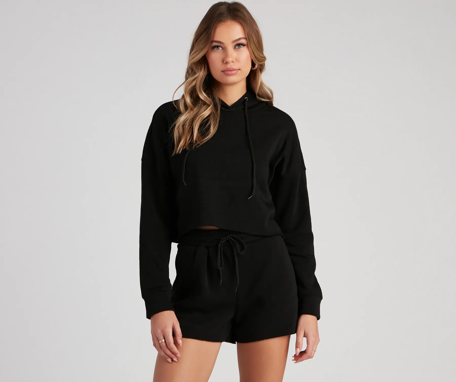 Basic Cropped Fleece Hoodie - Image 9