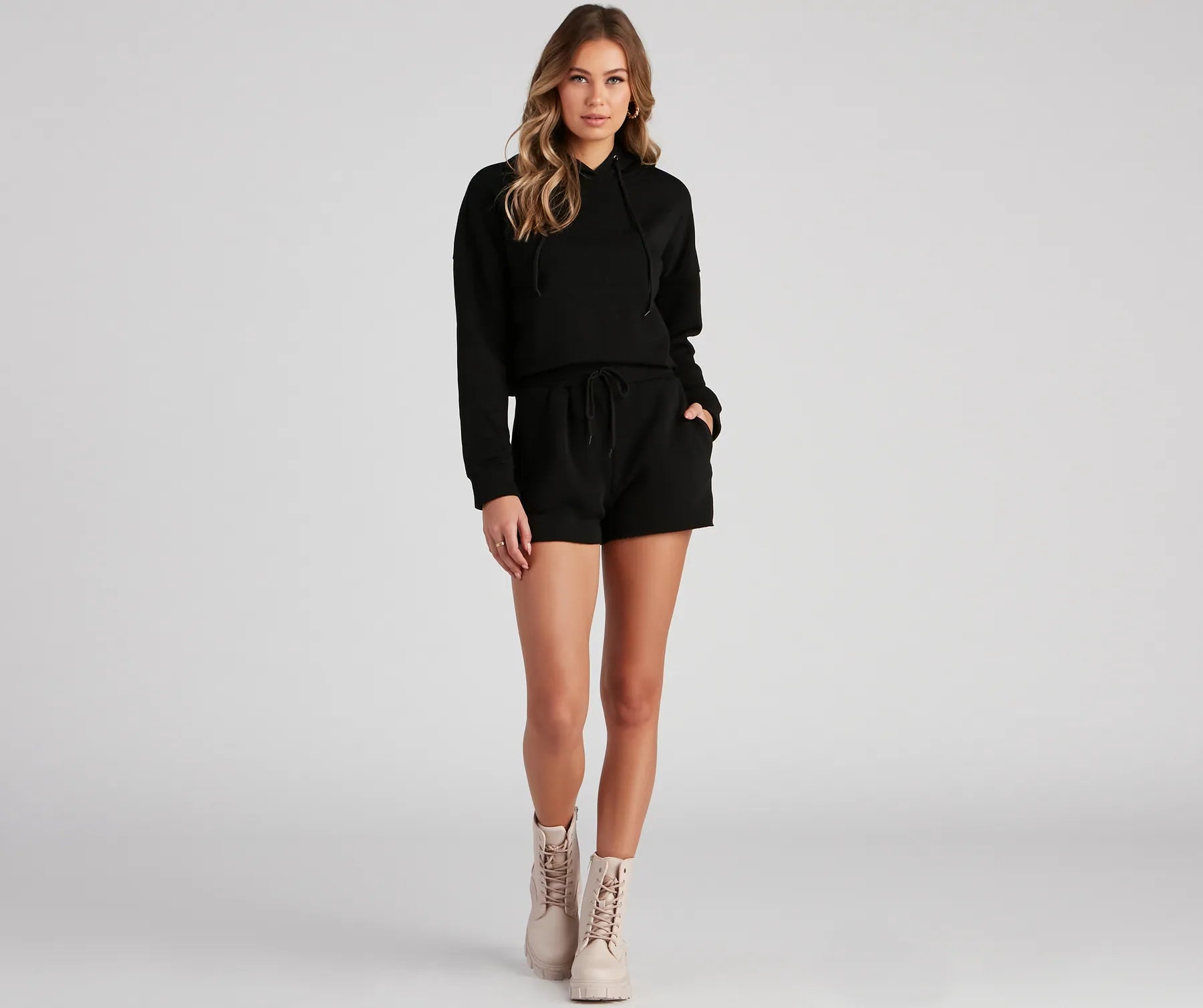 Basic Cropped Fleece Hoodie - Image 12