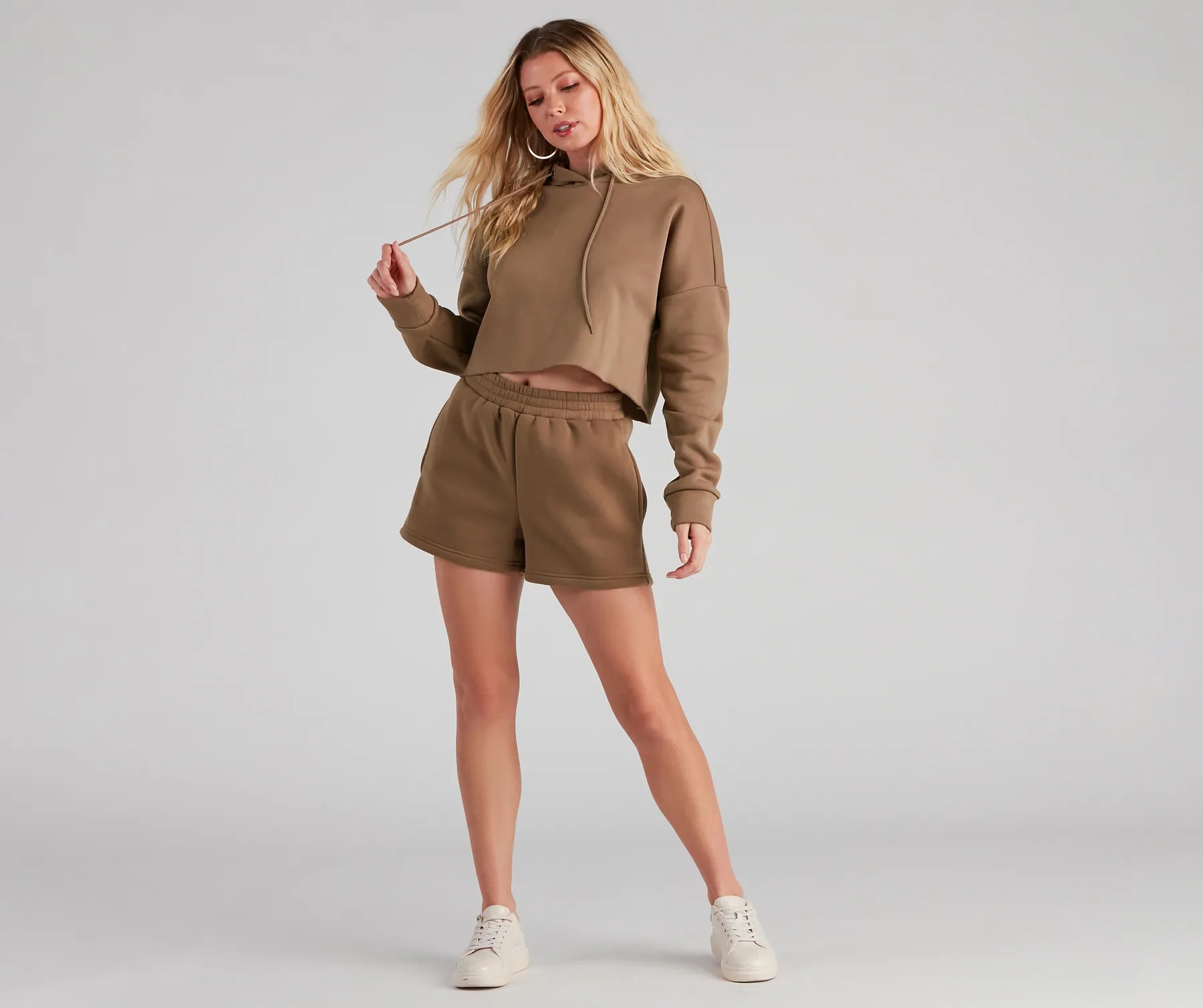 Basic Cropped Fleece Hoodie - Image 15