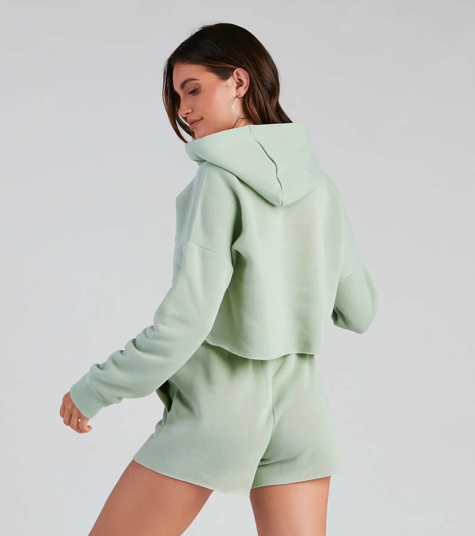 Basic Cropped Fleece Hoodie - Image 18