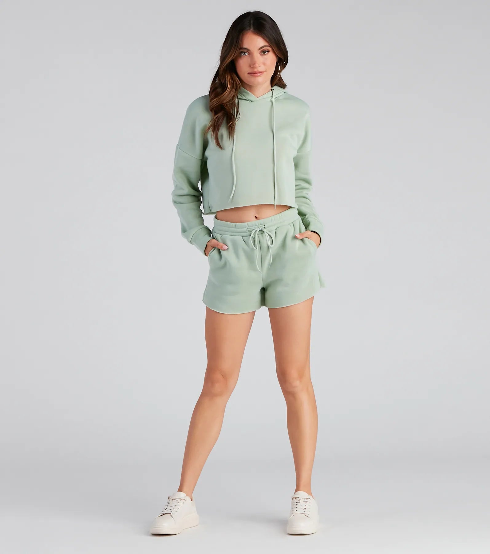 Basic Cropped Fleece Hoodie - Image 19