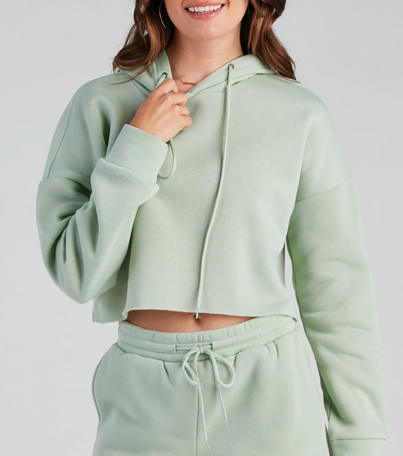 Basic Cropped Fleece Hoodie - Image 20