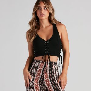 Always Trendy Lace-Up Tank Top