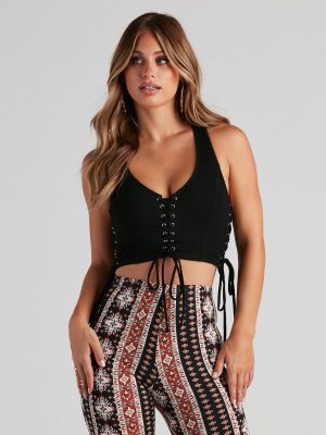 Always Trendy Lace-Up Tank Top
