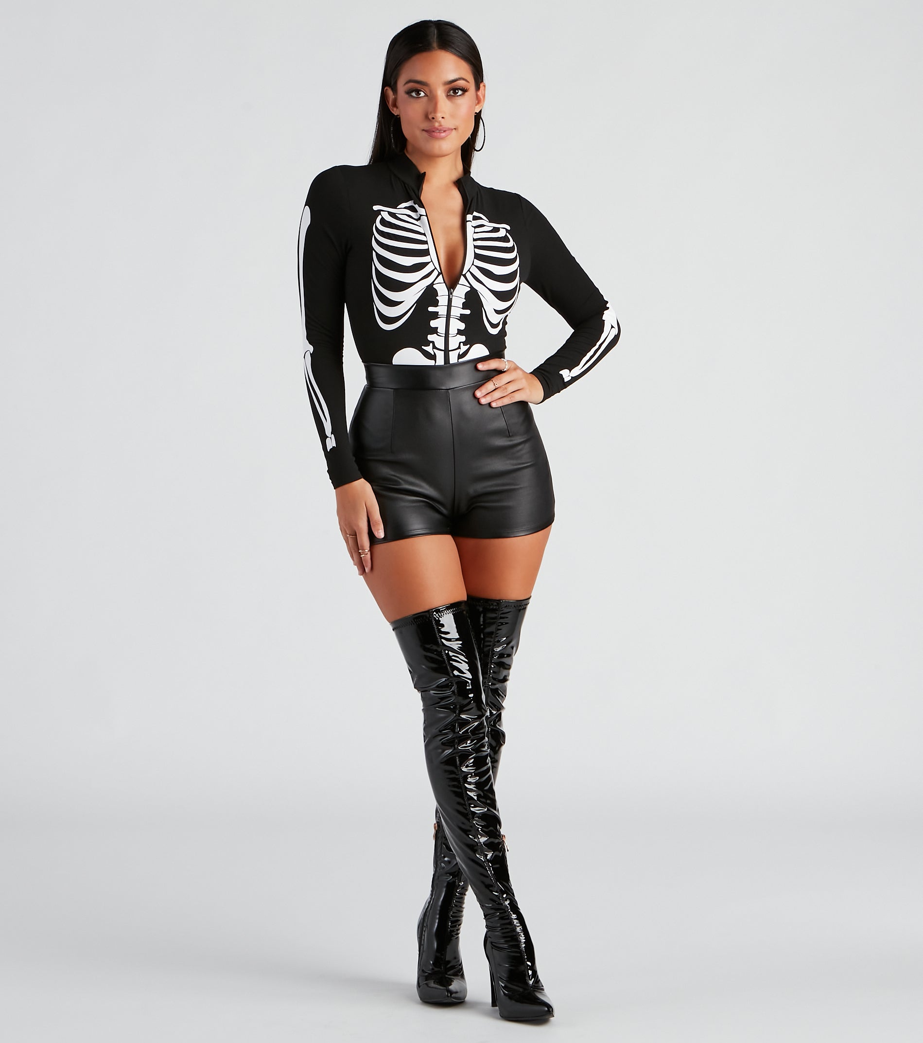 Sultry Skeleton Mock Neck Bodysuit - Image 3