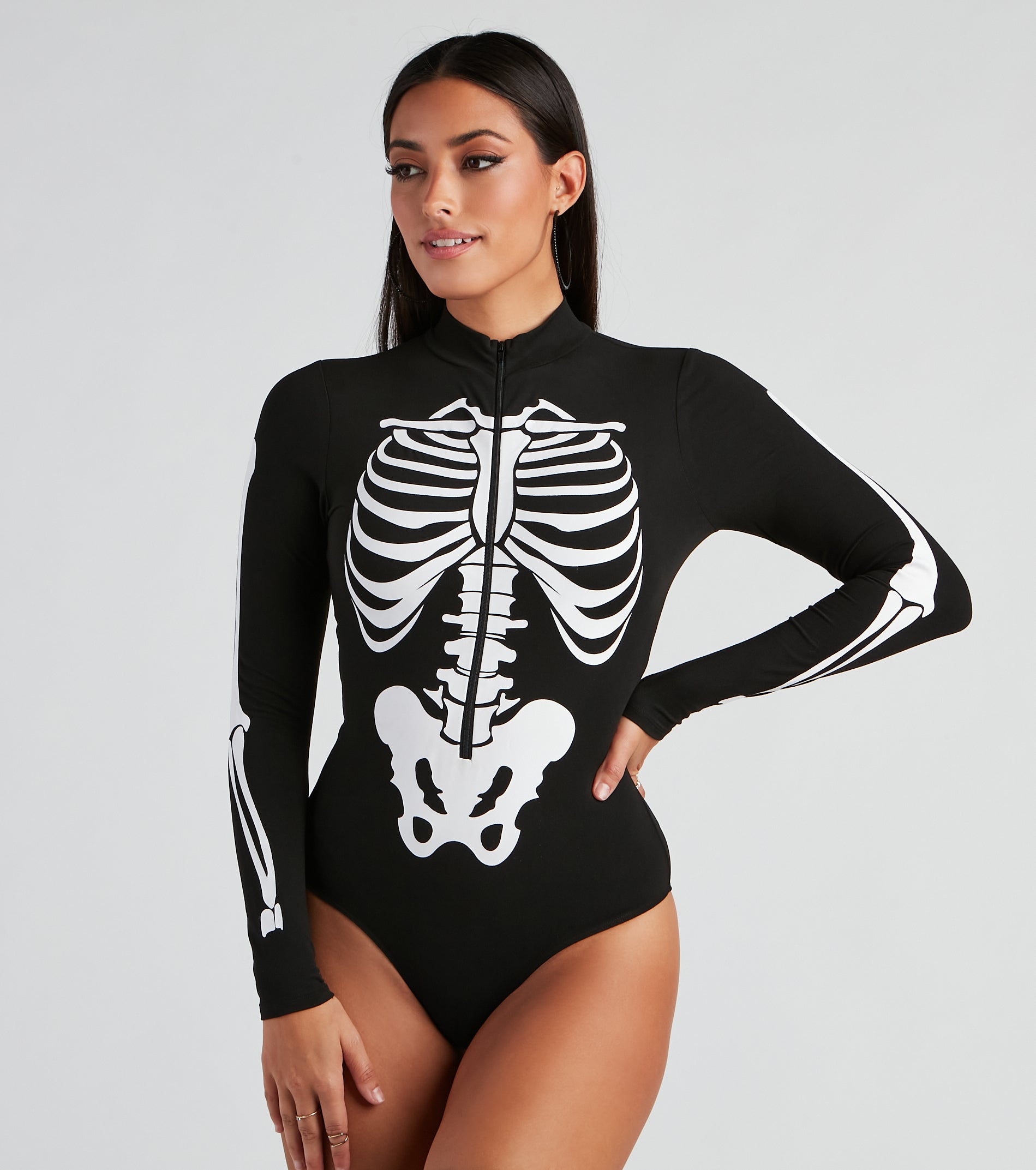 Sultry Skeleton Mock Neck Bodysuit - Image 5