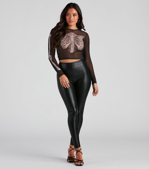 Sultry Skeleton Mesh Crop Top - Image 3