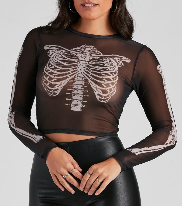 Sultry Skeleton Mesh Crop Top - Image 4
