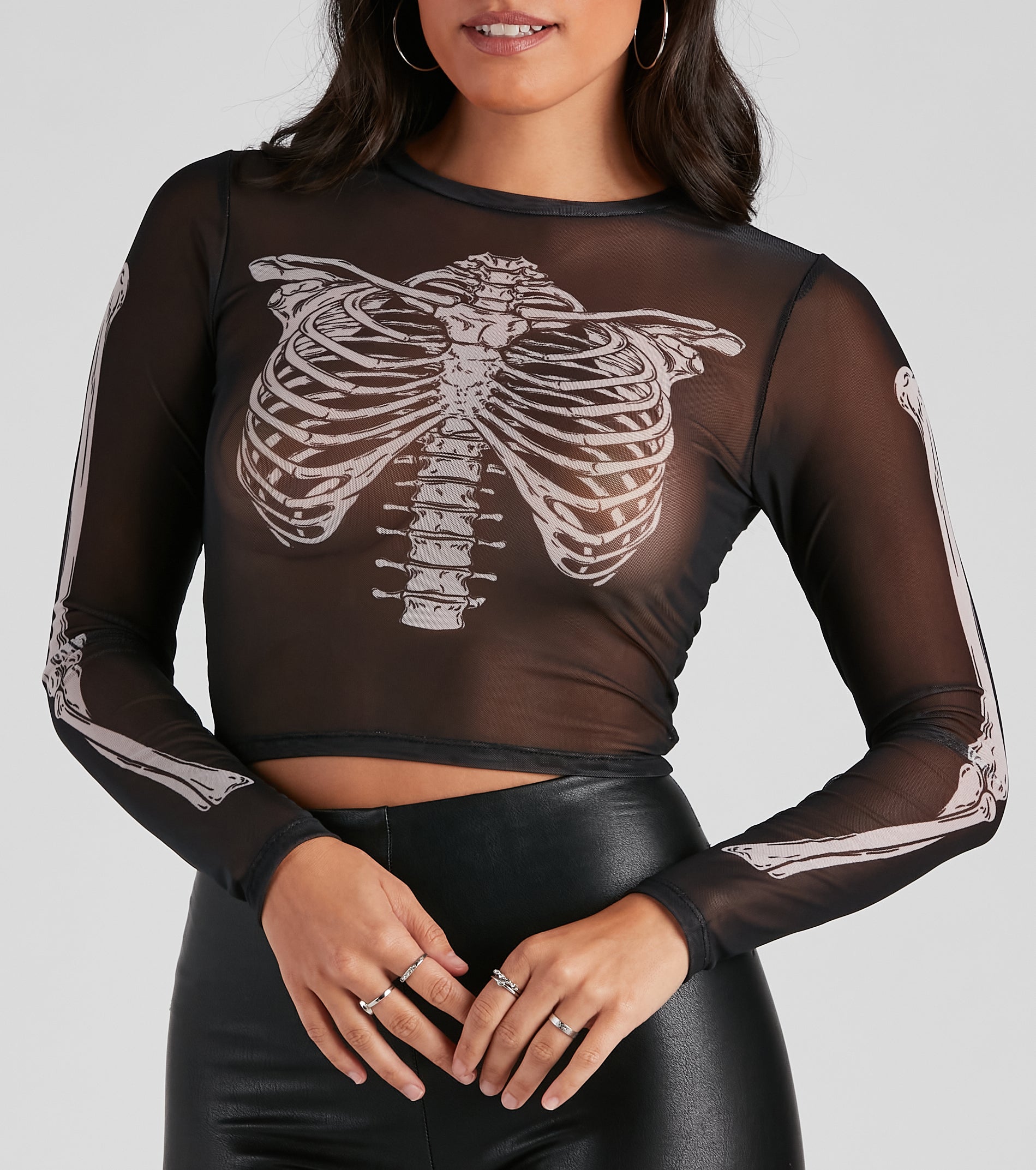 Sultry Skeleton Mesh Crop Top - Image 4