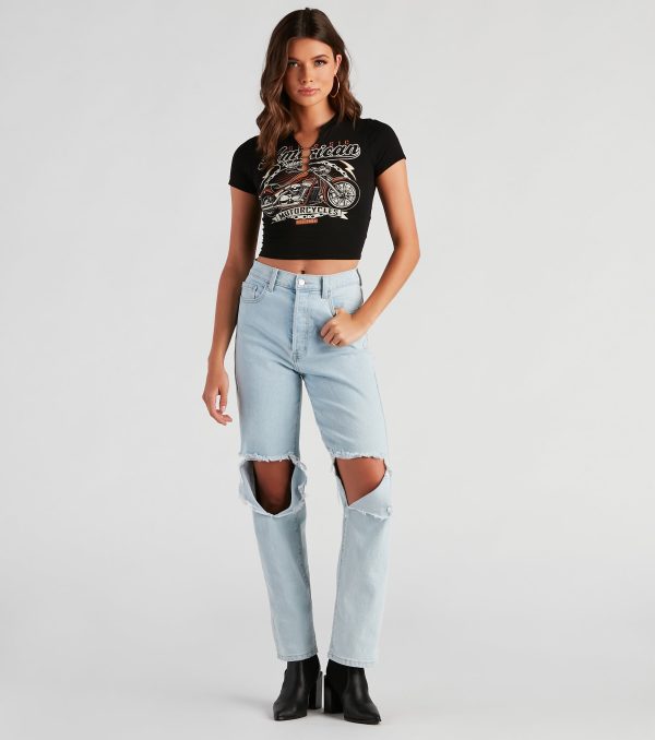 Motorcycle Babe Graphic Crop Tee - Image 3