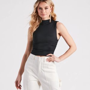 Smooth Silhouette Mock Neck Top