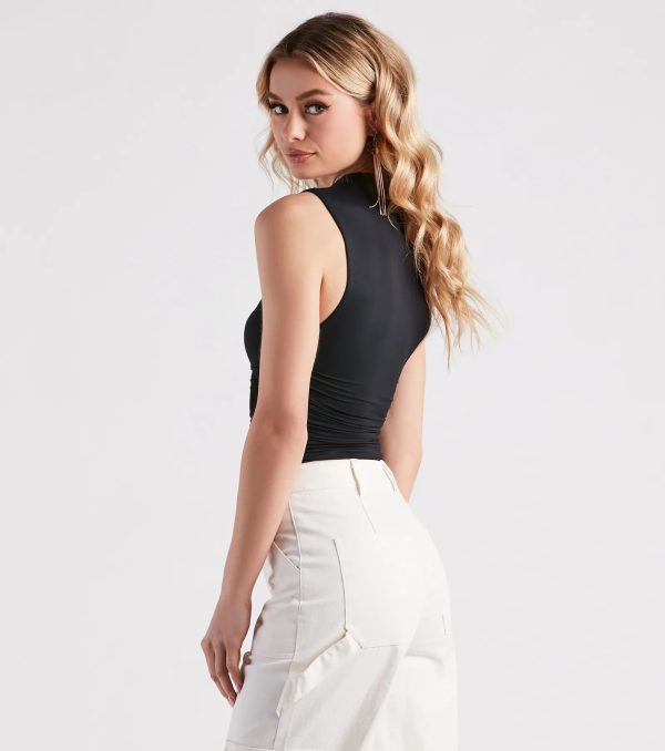 Smooth Silhouette Mock Neck Top - Image 2