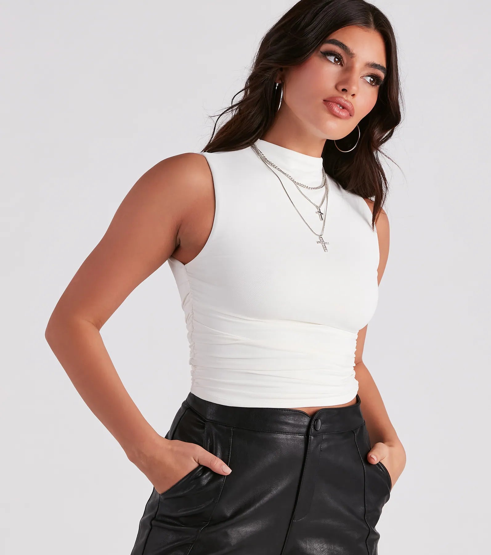 Smooth Silhouette Mock Neck Top - Image 8