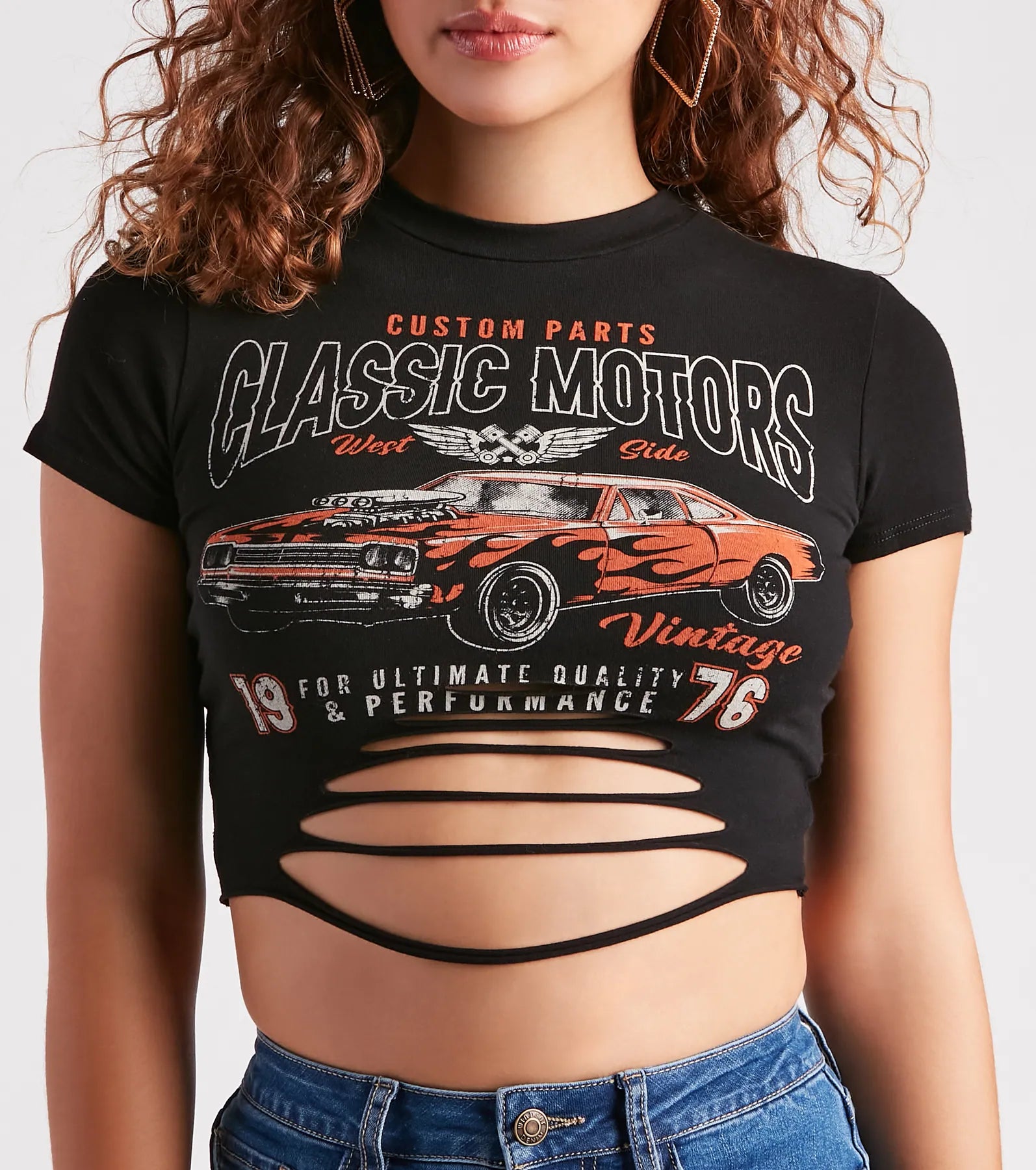 Start Your Engines Slash Graphic Crop Tee - Image 4