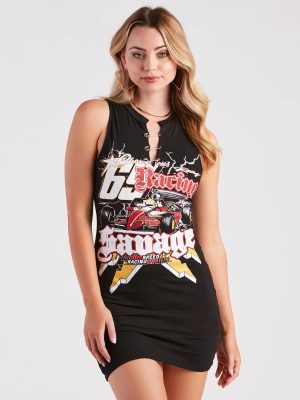 Sassy Speed Racer Graphic Mini Dress