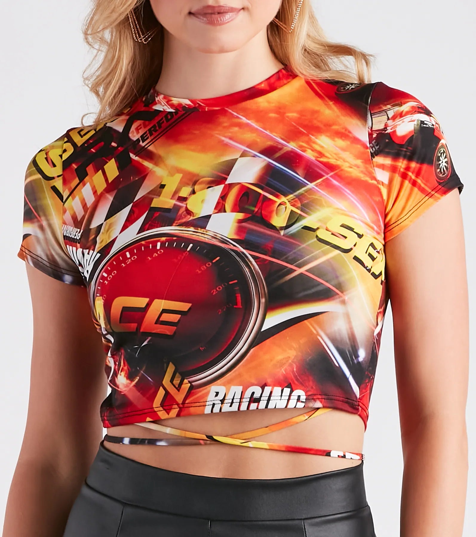 Race To The Finish Graphic Crop Top - Image 4