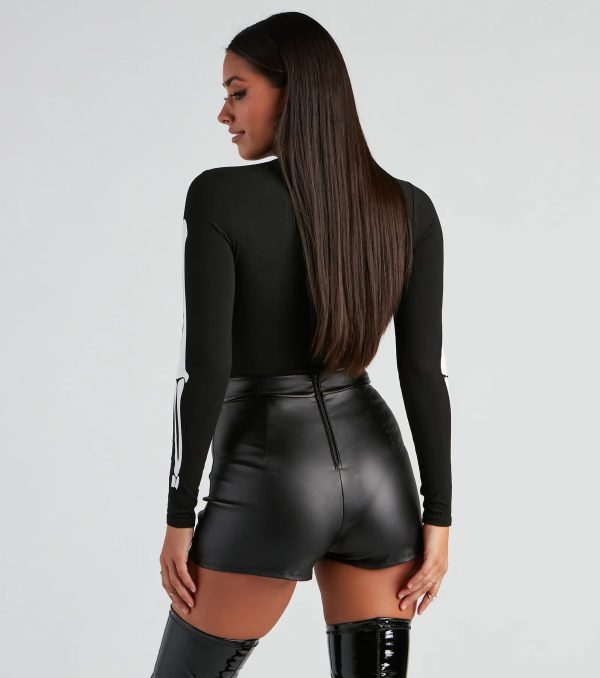 Sultry Skeleton Halloween Mock Neck Bodysuit - Image 2