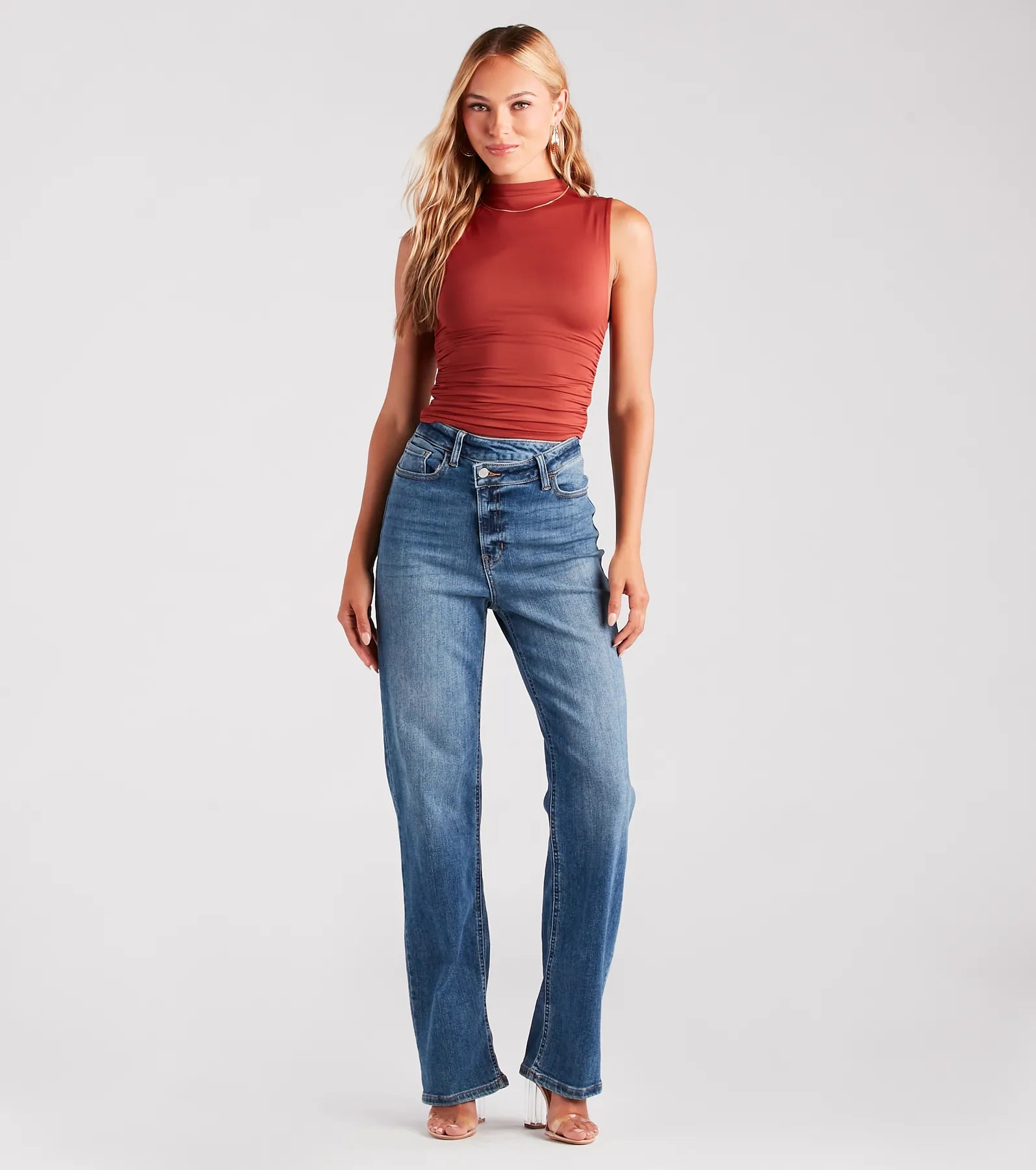Smooth Silhouette Mock Neck Top - Image 11