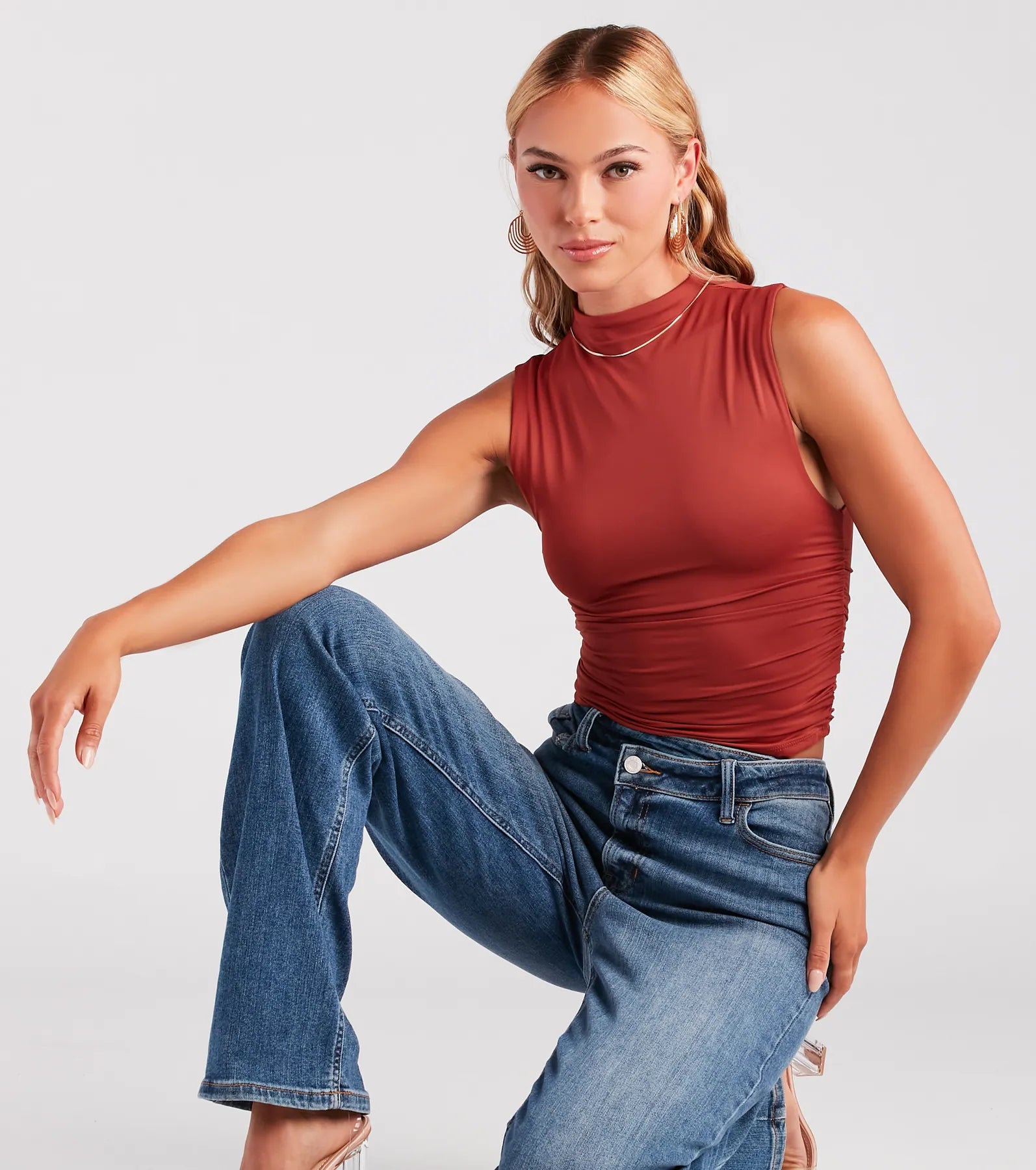 Smooth Silhouette Mock Neck Top - Image 12