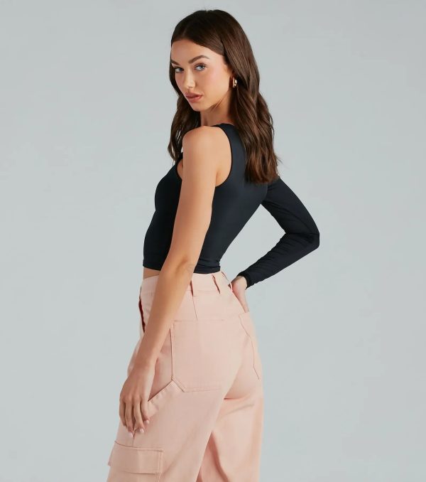 Trendy Staple Asymmetric Smooth Knit Top - Image 2