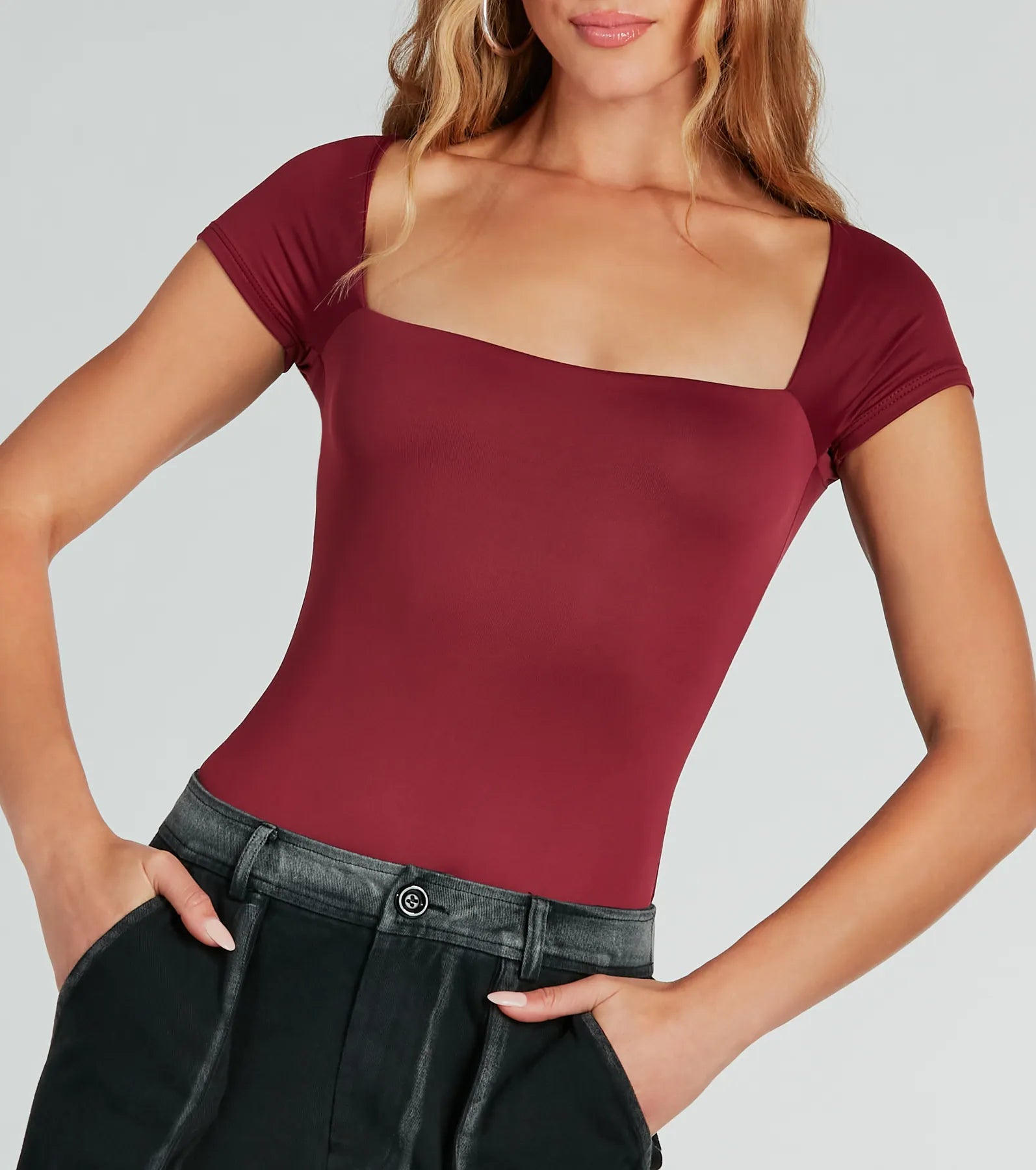 Smooth Silhouette Short Sleeve Bodysuit - Image 3