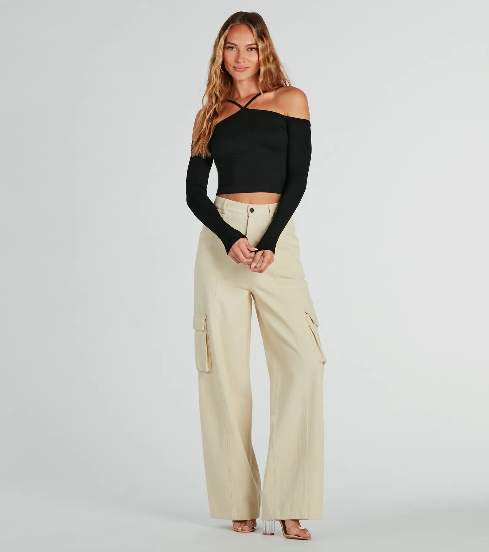 Trendy Perfection Halter Off-The-Shoulder Top - Image 4